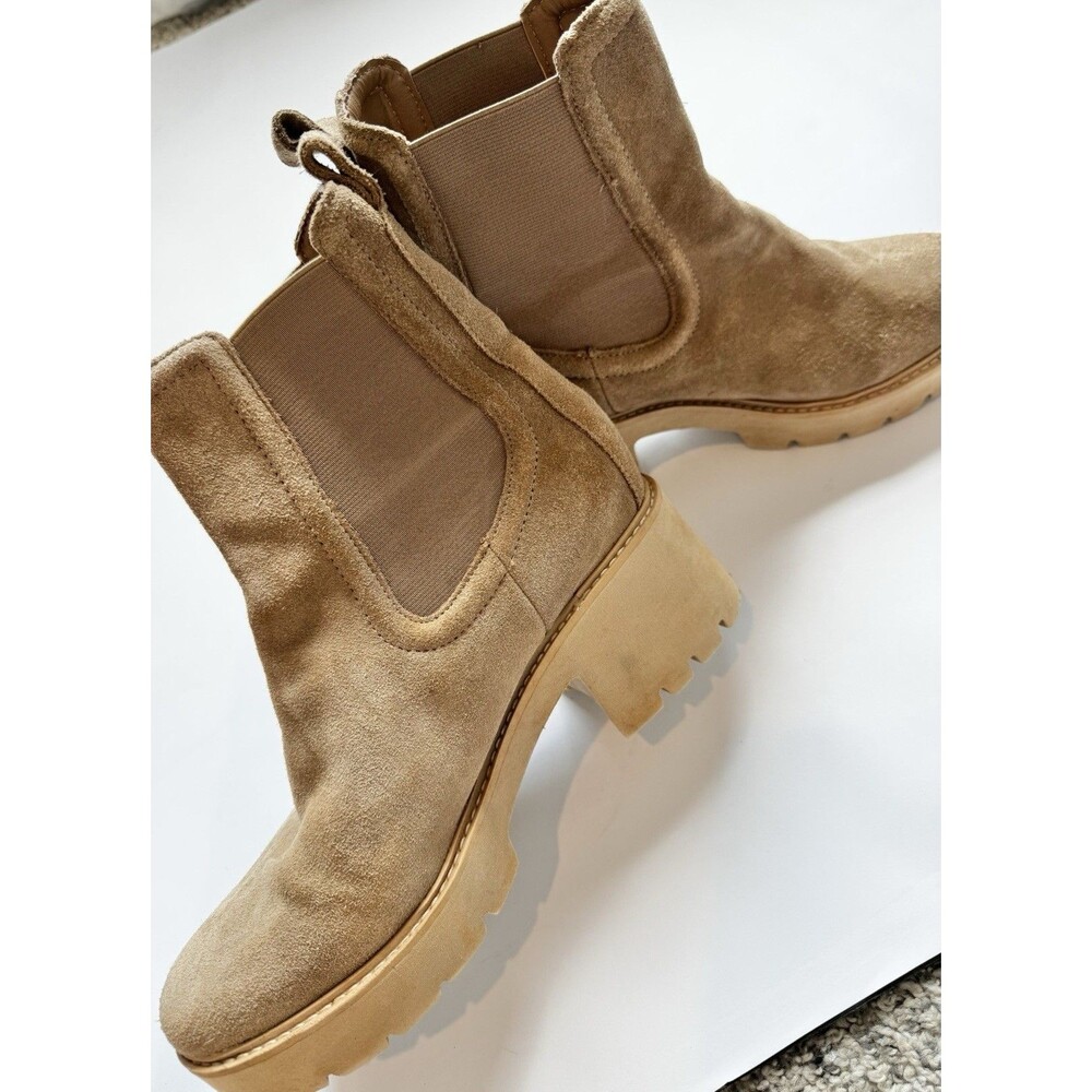 Dolce Vita Hawk H2O Boots Womens 9 Mushroom Suede Waterproof Chelsea Lug Sole - Picture 5 of 8